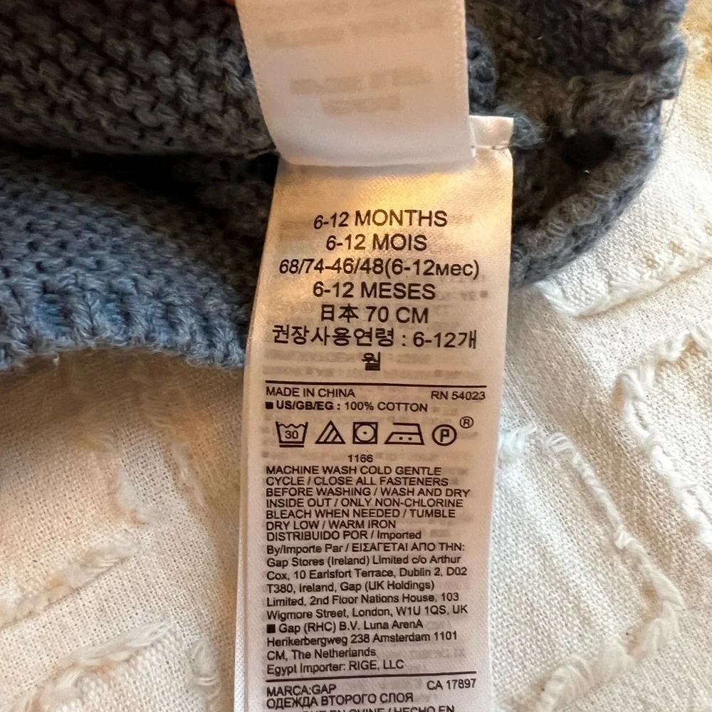 Baby Gap Knit Button Down Sweater w/ Hood & Accent Ears Toddler Size 6-12 Month